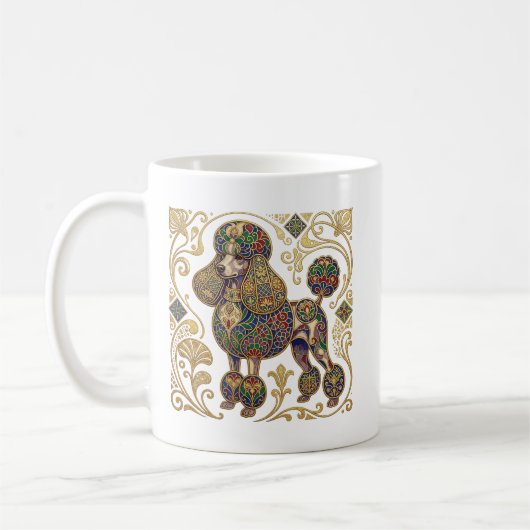Gilded Splashes: Viennese Secession Poodle コーヒーマグカップ (左)