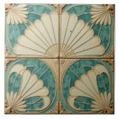 Gilded Teal and Cream Fans タイル (正面)