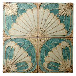 Gilded Teal and Cream Fans タイル