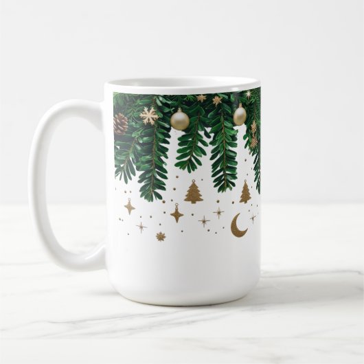Gilded Winter Foliage Combo Mug - Premium Green コーヒーマグカップ (左)
