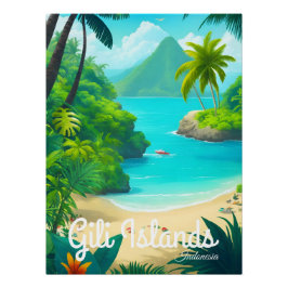 Gili Islands Indonesia Beach Travel Poster ポスター
