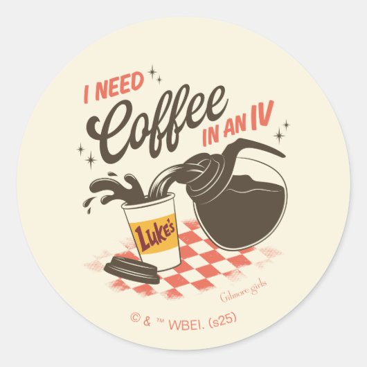 Gilmore Girls Luke’s Coffee IV Quote ラウンドシール (正面)