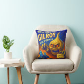 GILROY, CALIFORNIA 16" X 16" GARLIC THROW PILLOW. クッション (椅子)