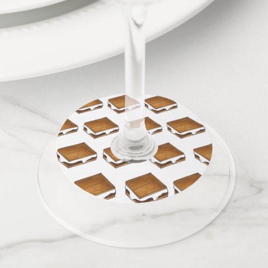 Gimme S'more Campfire S'mores toasted Marshmallow ワイングラスタグ (クローズアップ)