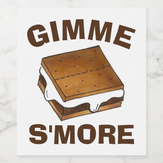 Gimme S'more Marshmallow Campfire S'mores Camp ワインラベル (シングルラベル)