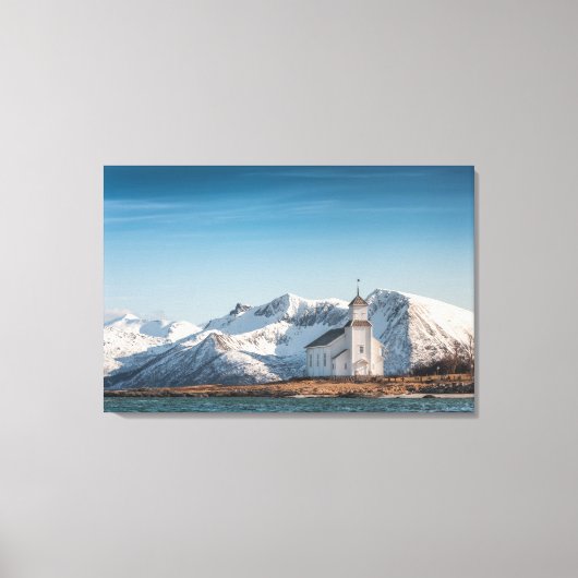 Gimsoy Church Lofoten Norway キャンバスプリント (正面)