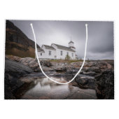 Gimsoy Church Lofoten Norway ラージペーパーバッグ (裏面)