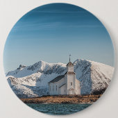 Gimsoy Church Lofoten Norway 缶バッジ (正面)