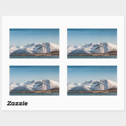 Gimsoy Church Lofoten Norway 長方形シール (シート)