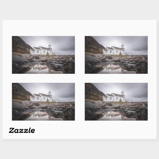 Gimsoy Church Lofoten Norway 長方形シール (シート)