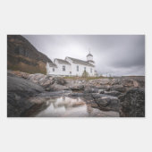 Gimsoy Church Lofoten Norway 長方形シール (正面)