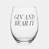 Gin and Bear | Funny Gin Lover ステムなしワイングラス (正面)