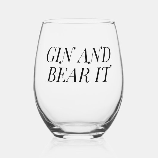 Gin and Bear | Funny Gin Lover ステムなしワイングラス (正面)