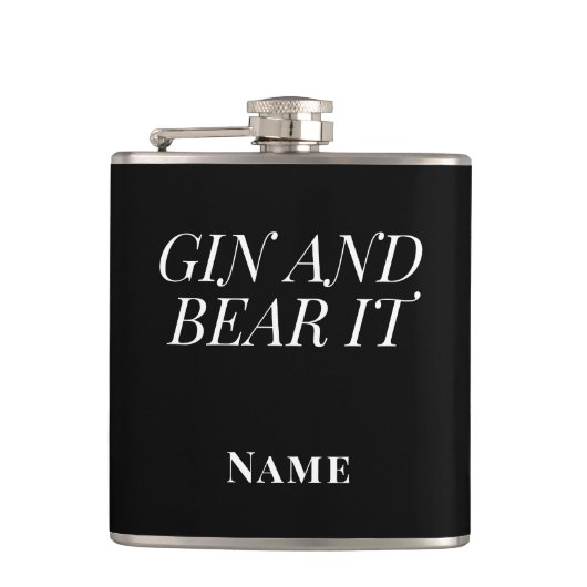 Gin and Bear It – Personalised Funny Gin フラスク (正面)