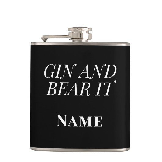 Gin and Bear It – Personalised Funny Gin フラスク (正面)