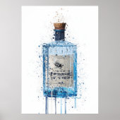 Gin Bottle Wall Art Print 'Blue Barrel' ポスター (正面)