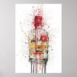 Gin Bottle Wall Art Print 'Crimson' ポスター