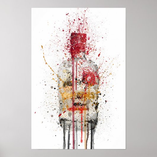 Gin Bottle Wall Art Print 'Crimson' ポスター (正面)