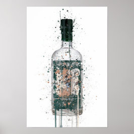 Gin Bottle Wall Art Print 'Deep Pine' ポスター