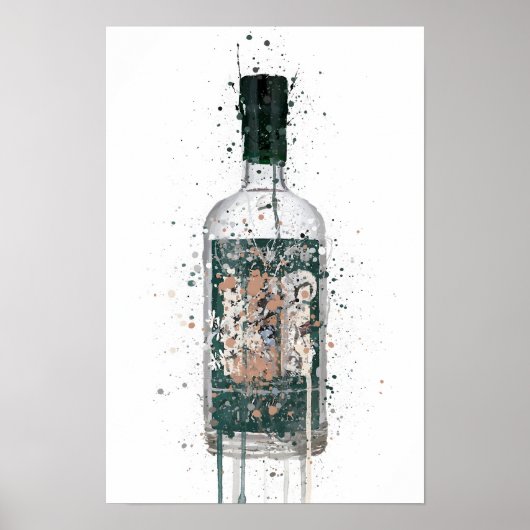 Gin Bottle Wall Art Print 'Deep Pine' ポスター (正面)