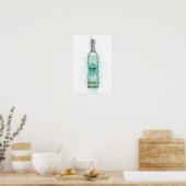 Gin Bottle Wall Art Print 'Duck Egg Blue' ポスター (キッチン)