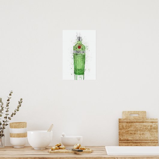 Gin Bottle Wall Art Print 'Emerald 2.0' ポスター (キッチン)