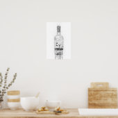 Gin Bottle Wall Art Print 'Grey Marble' ポスター (キッチン)
