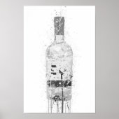Gin Bottle Wall Art Print 'Grey Marble' ポスター (正面)