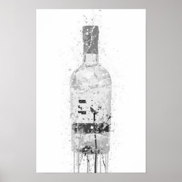 Gin Bottle Wall Art Print 'Grey Marble' ポスター