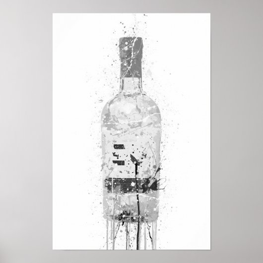 Gin Bottle Wall Art Print 'Grey Marble' ポスター (正面)