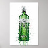 Gin Bottle Wall Art Print 'Leaf Green' ポスター (正面)