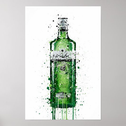 Gin Bottle Wall Art Print 'Leaf Green' ポスター (正面)