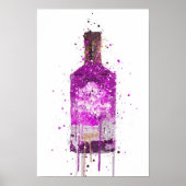 Gin Bottle Wall Art Print 'Magenta' ポスター (正面)