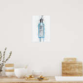 Gin Bottle Wall Art Print 'Ocean Blue' ポスター (キッチン)