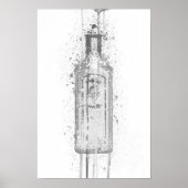 Gin Bottle Wall Art Print 'Ocean Blue' Grey  ポスター (正面)