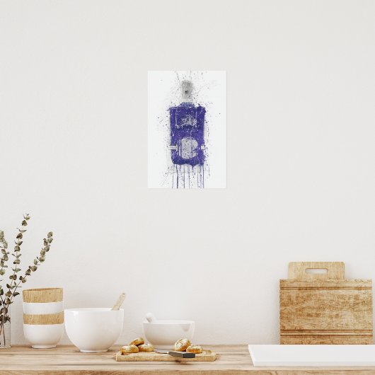 Gin Bottle Wall Art Print 'Periwinkle ポスター (キッチン)