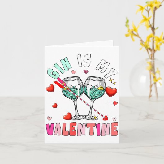 Gin Is My Valentine Hearts Matching Drinker Family カード (黄色い花)