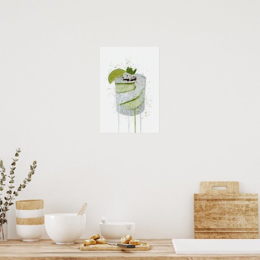 Gin & Tonic 'Cucumber and Lime'  ポスター (キッチン)