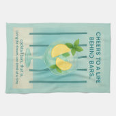 Gin & Tonic Tea Towel | Duck Egg Blue Kitchen Gift キッチンタオル (横)