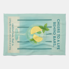 Gin & Tonic Tea Towel | Duck Egg Blue Kitchen Gift キッチンタオル