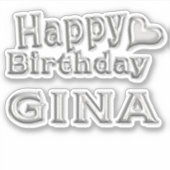 Gina Happy Birthday silver Aufkleber Sticker シール (正面)