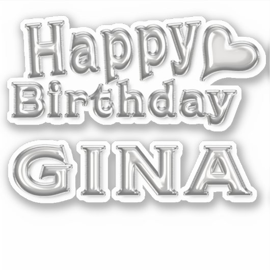 Gina Happy Birthday silver Aufkleber Sticker シール (正面)