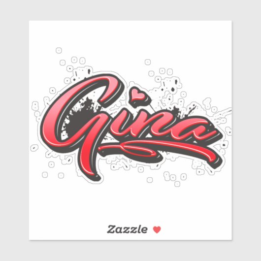 Gina red Heart Graffiti Aufkleber Sticker シール (シート)