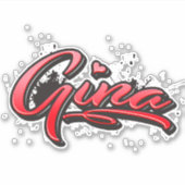 Gina red Heart Graffiti Aufkleber Sticker シール (正面)