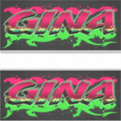 Gina Vorname Name Graffiti Aufkleber Sticker シール (正面)