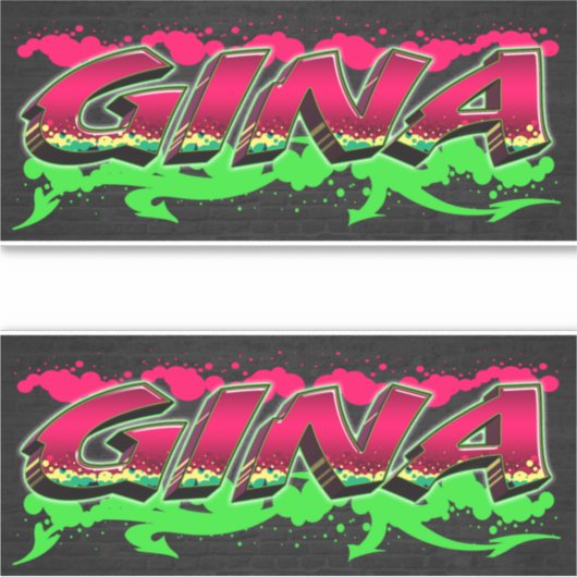 Gina Vorname Name Graffiti Aufkleber Sticker シール (正面)
