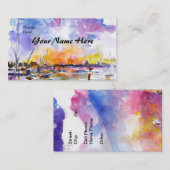 GinetアートのCharleston Watercolor名刺 名刺 (正面/裏面)