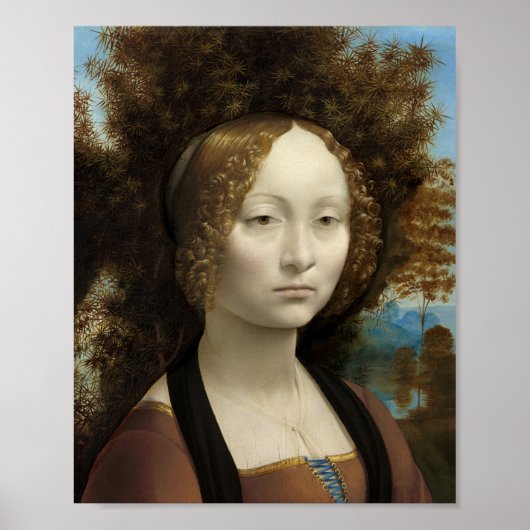 Ginevra de' Benci by Leonardo Da Vinci ポスター (正面)