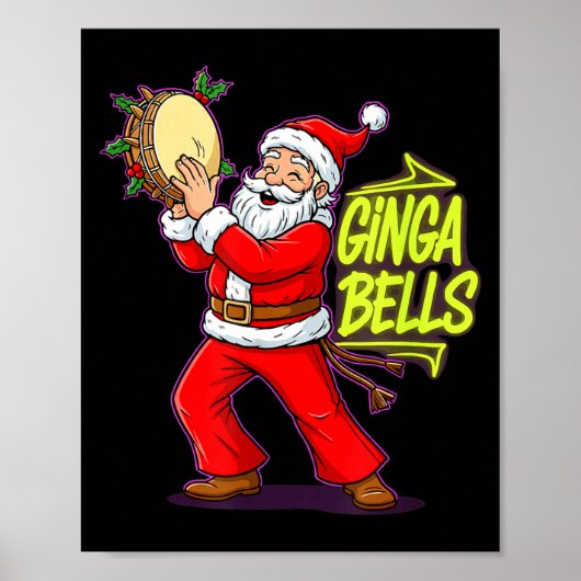 Ginga Bells Santa Brazilian Party Holiday Christma ポスター (正面)