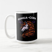 Ginga-Corn Funny Ginger Unicorn Design コーヒーマグカップ (左)